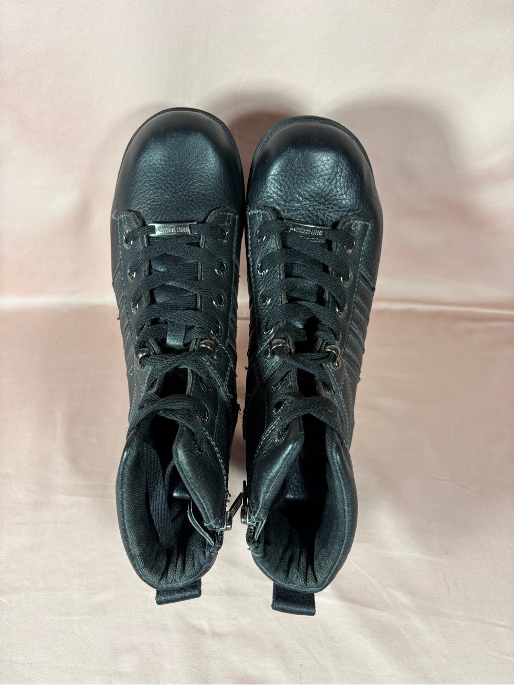 Harley Davidson Women's 9 Black Leather Tamia Lace-Up Side-Zip Motorcycle Boots - Picture 5 of 15